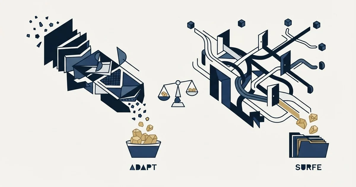 Editorial illustration for Adapt.io vs Surfe