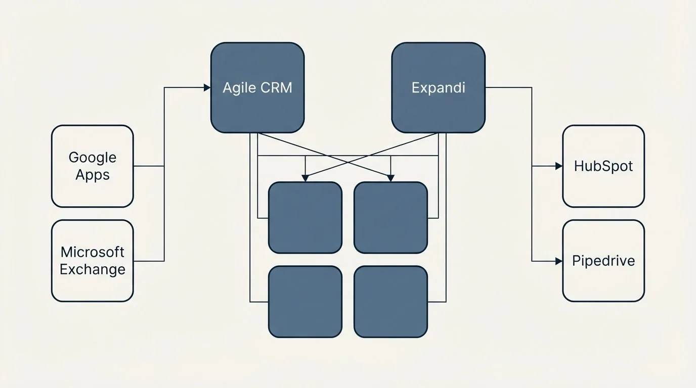Integration grid: Integration Ecosystem (Agile CRM, Expandi, Google Apps, HubSpot)
