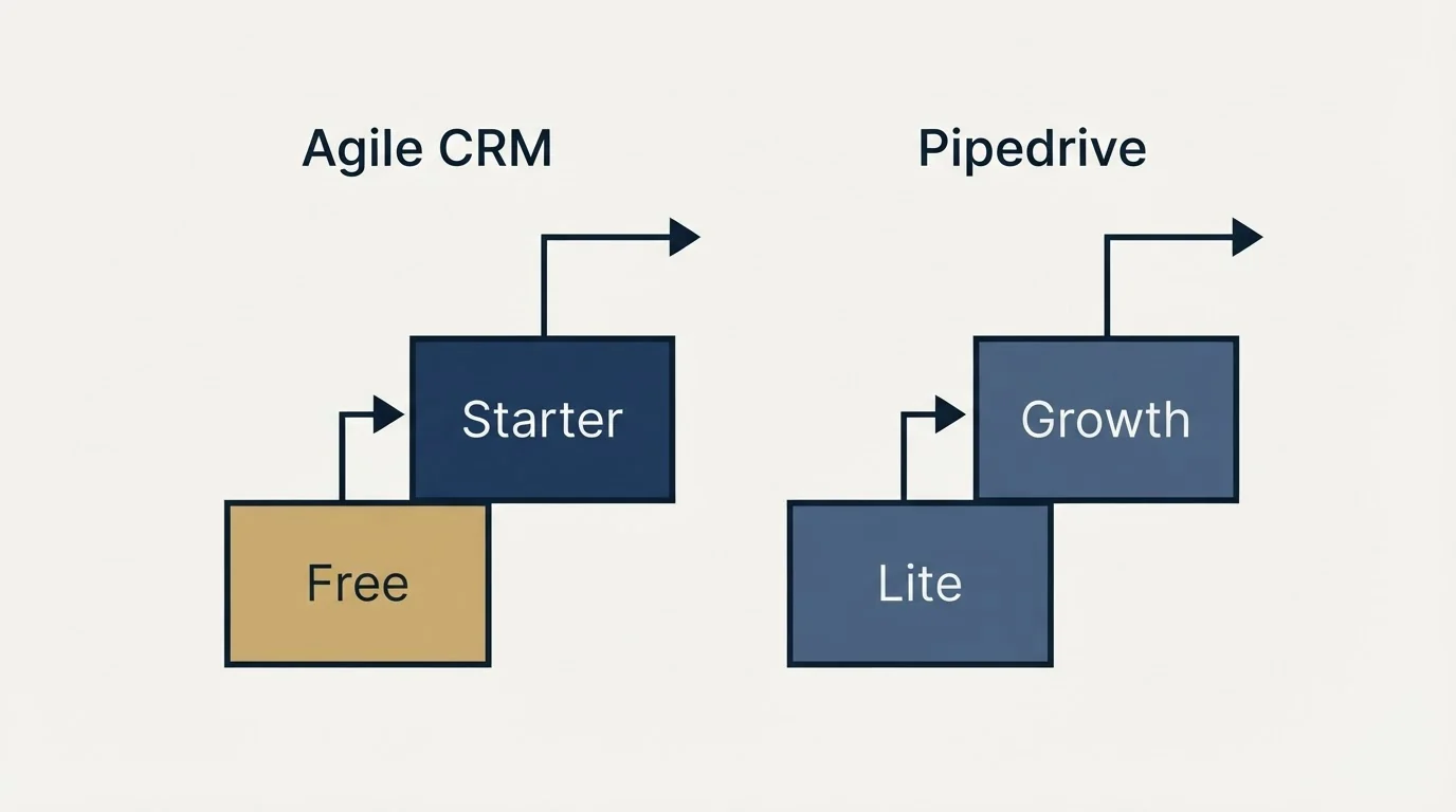 Pricing ladder: Pricing Comparison (Agile CRM, Pipedrive, Free, Lite)
