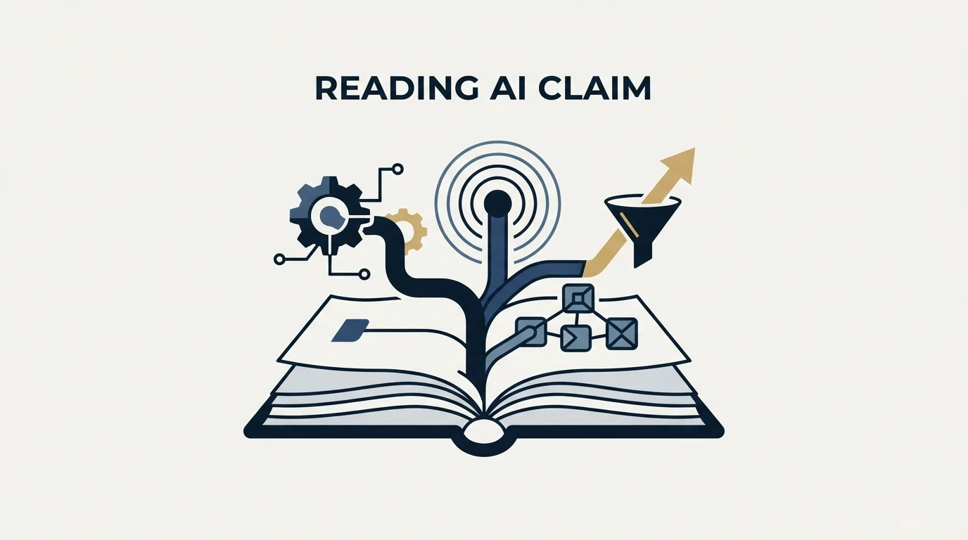 Section illustration: Reading the AI claim, which means four different things
