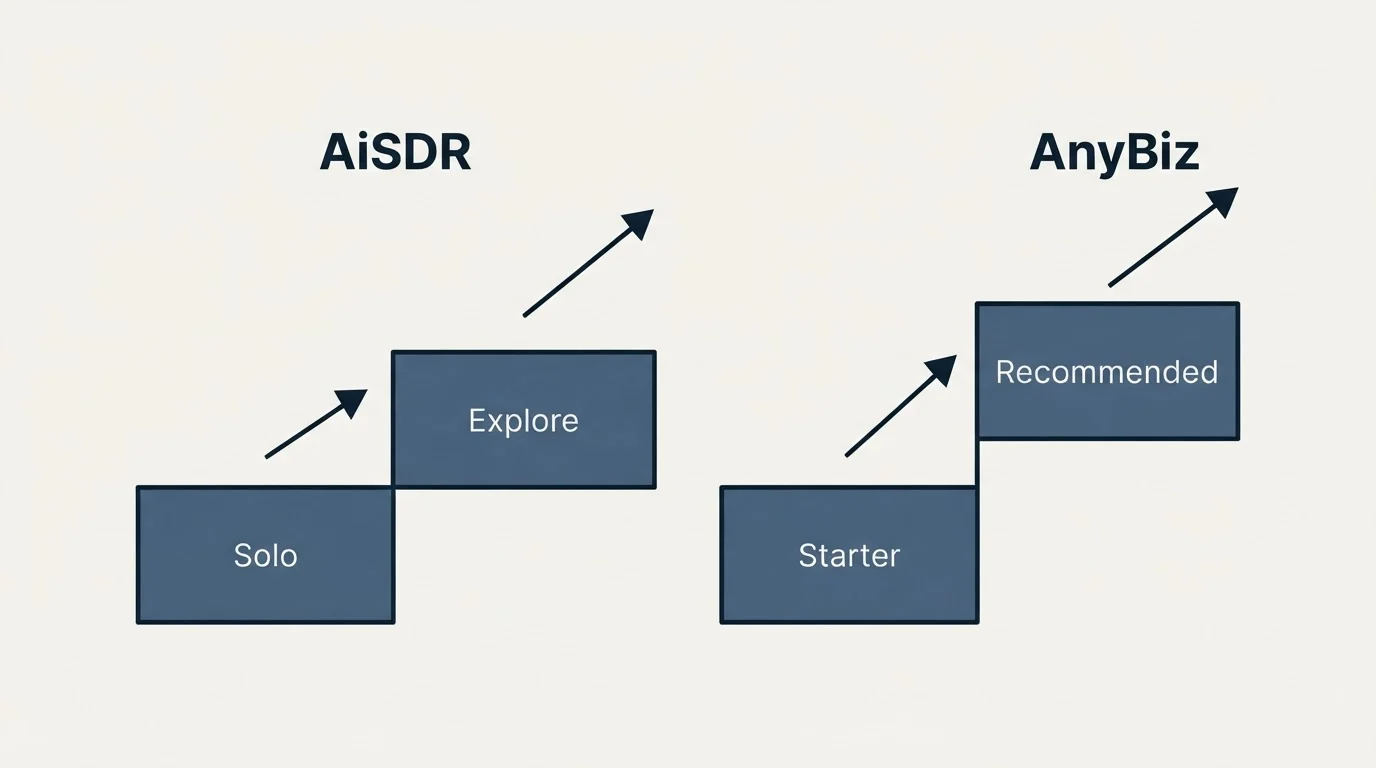 Pricing ladder: Pricing Comparison (AiSDR, AnyBiz, Solo, Starter)