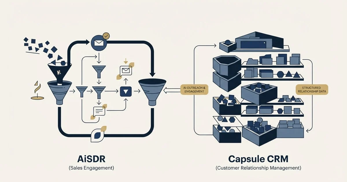 Editorial illustration for AiSDR vs Capsule CRM
