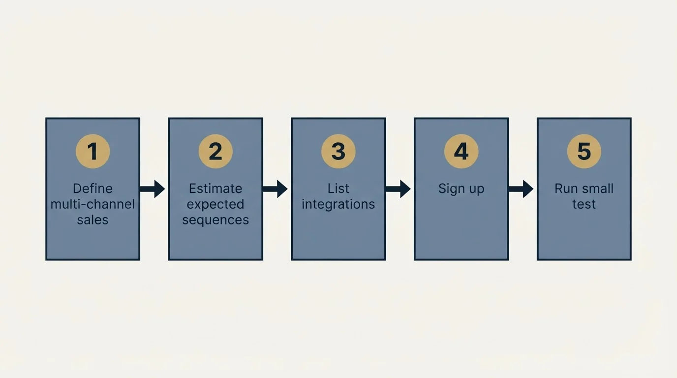 Step sequence: Getting Started Checklist (Define multi-channel sales, Estimate expected sequences, List integrations, Sign up)