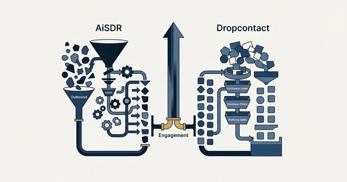 Editorial illustration for AiSDR vs Dropcontact