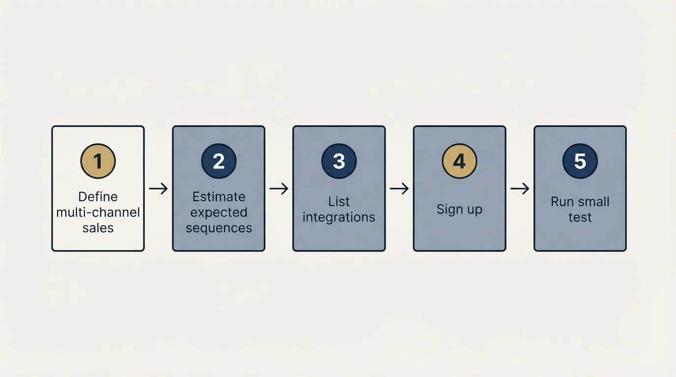 Step sequence: Getting Started Checklist (Define multi-channel sales, Estimate expected sequences, List integrations, Sign up)