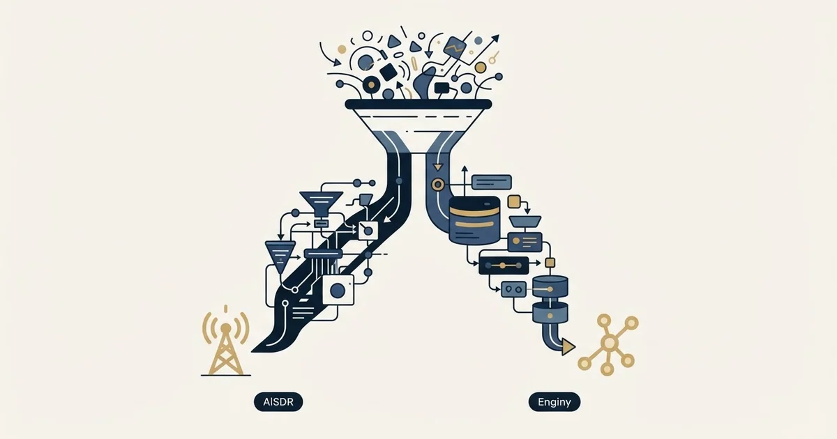 Editorial illustration for AiSDR vs Enginy