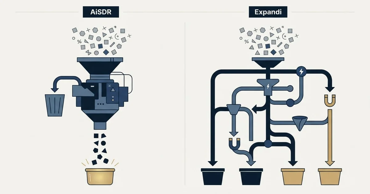 Editorial illustration for AiSDR vs Expandi