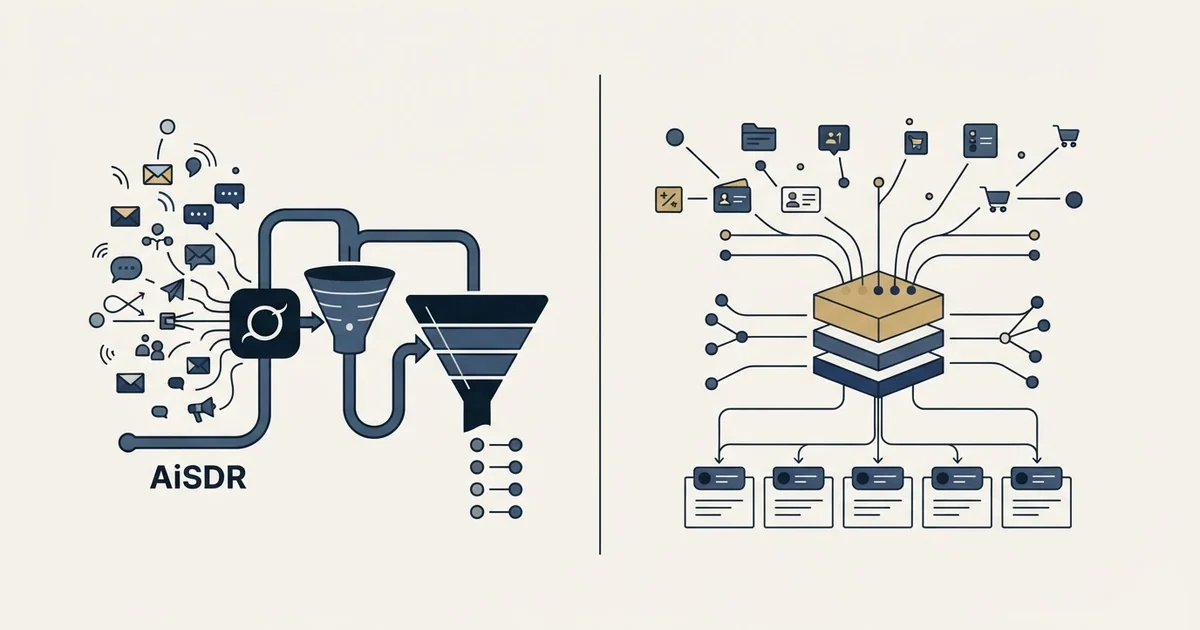 Editorial illustration for AiSDR vs Freshsales