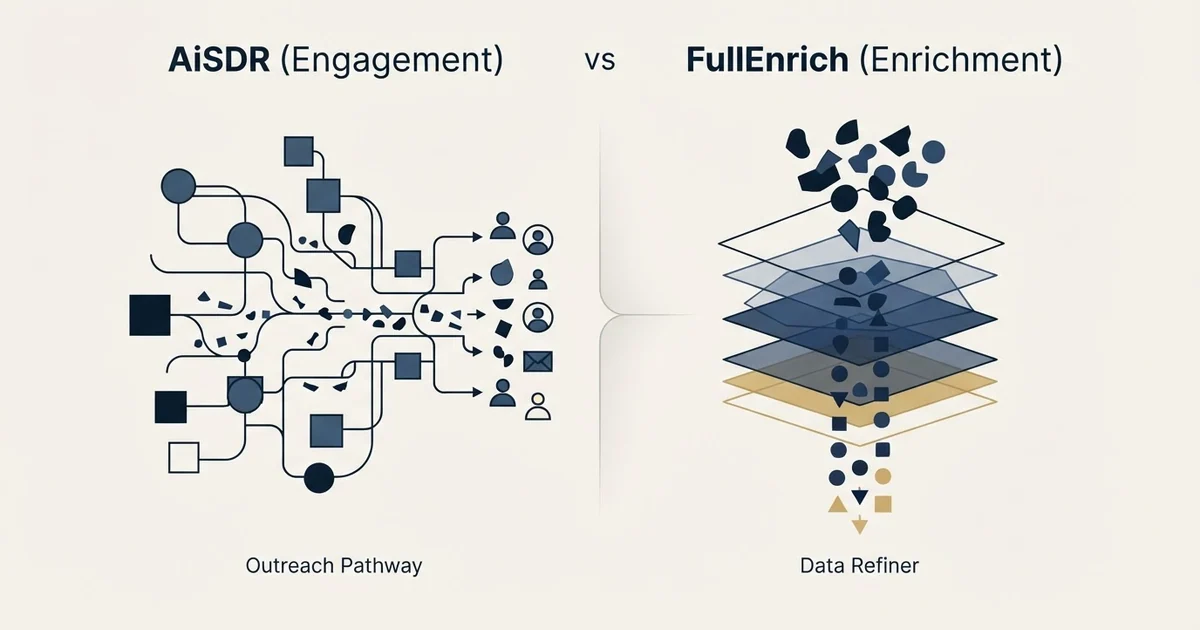 Editorial illustration for AiSDR vs FullEnrich