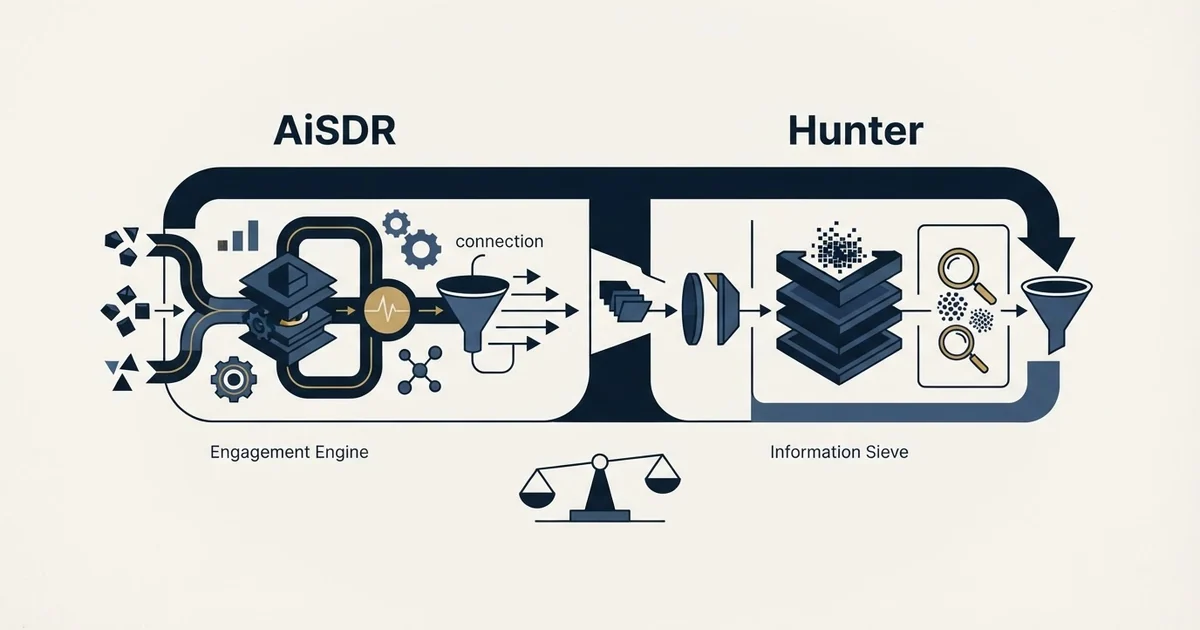 Editorial illustration for AiSDR vs Hunter