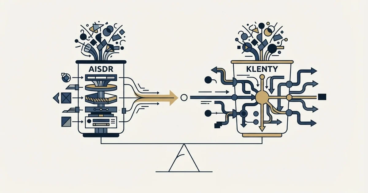 Editorial illustration for AiSDR vs Klenty