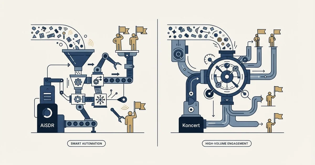Editorial illustration for AiSDR vs Koncert