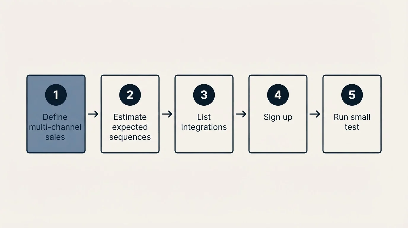 Step sequence: Getting Started Checklist (Define multi-channel sales, Estimate expected sequences, List integrations, Sign up)