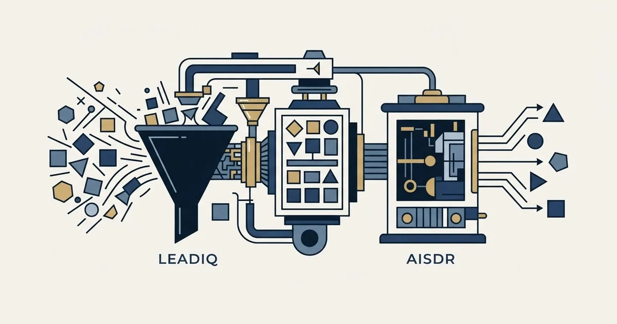 Editorial illustration for AiSDR vs LeadIQ