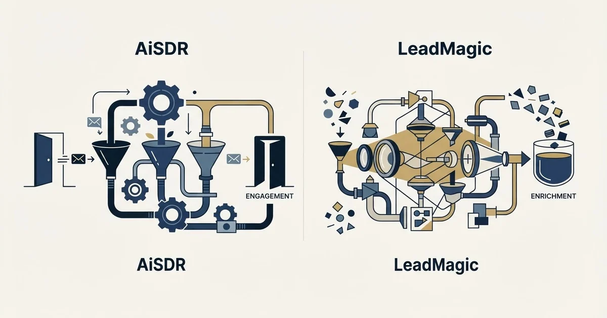 Editorial illustration for AiSDR vs LeadMagic