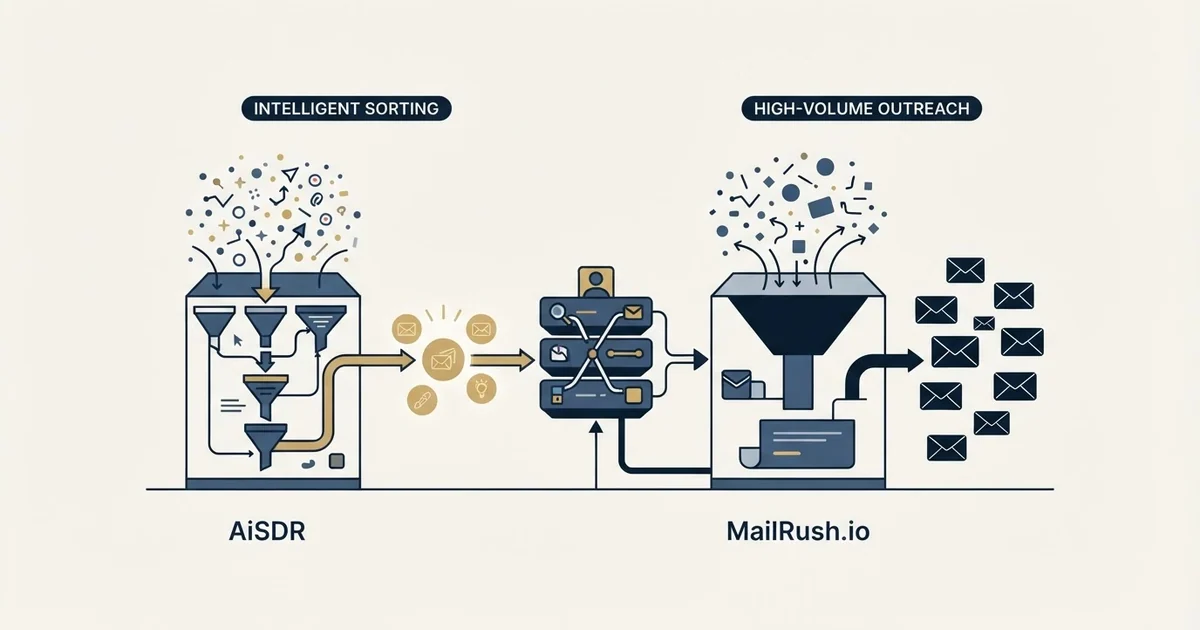 Editorial illustration for AiSDR vs MailRush.io