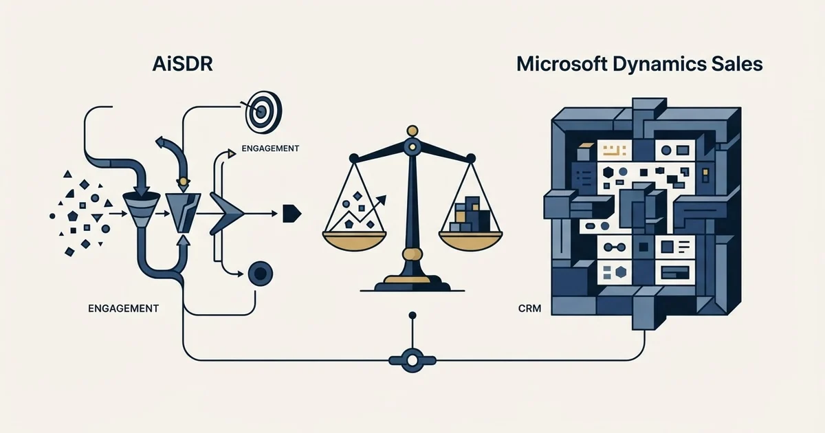 Editorial illustration for AiSDR vs Microsoft Dynamics Sales