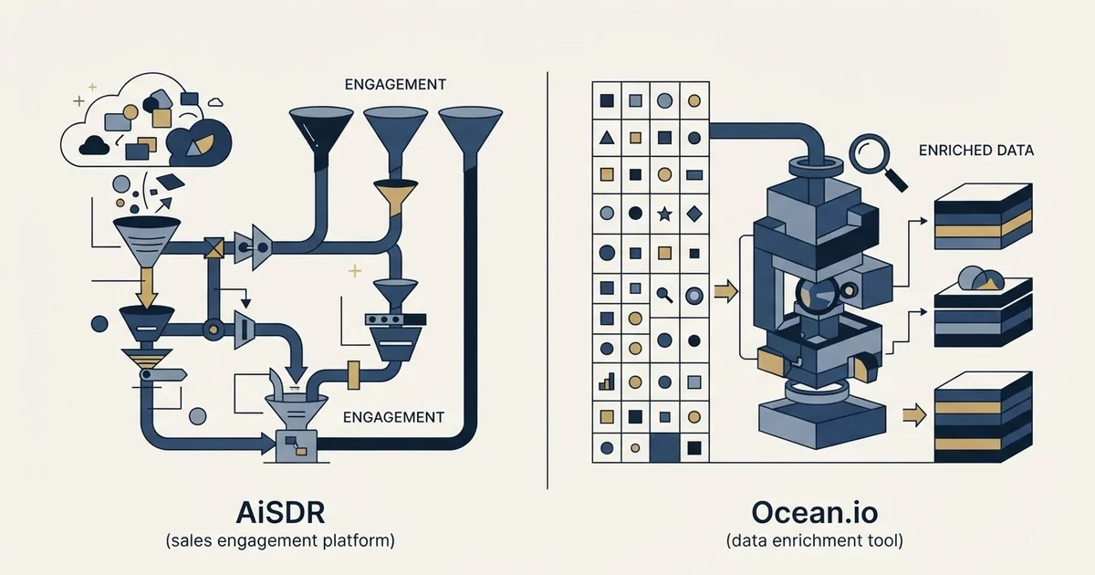 Editorial illustration for AiSDR vs Ocean.io