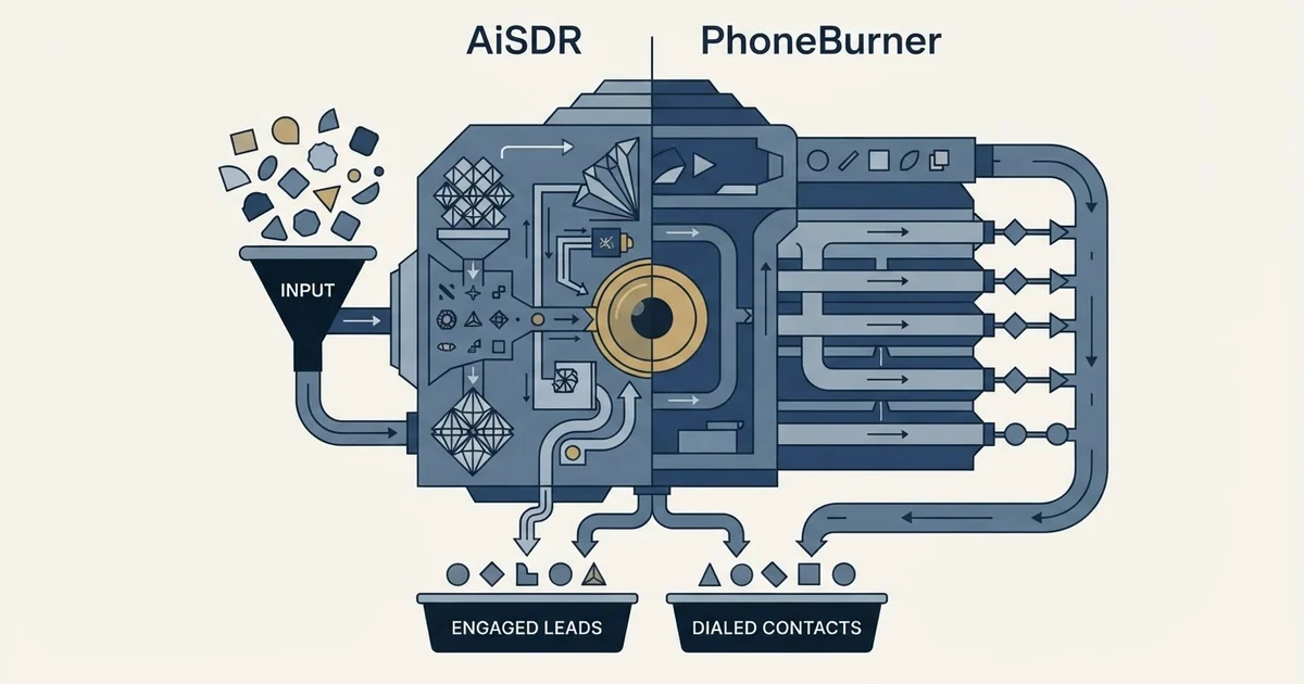 Editorial illustration for AiSDR vs PhoneBurner