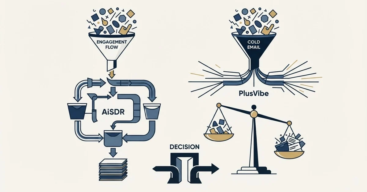 Editorial illustration for AiSDR vs PlusVibe