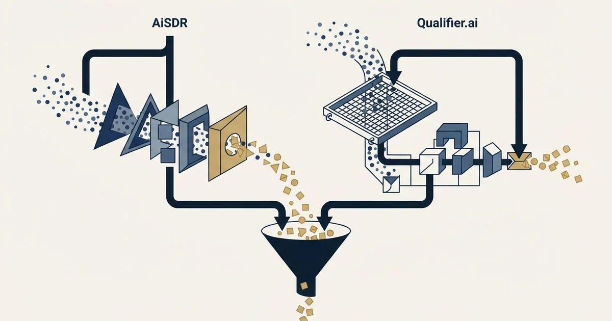 Editorial illustration for AiSDR vs Qualifier.ai
