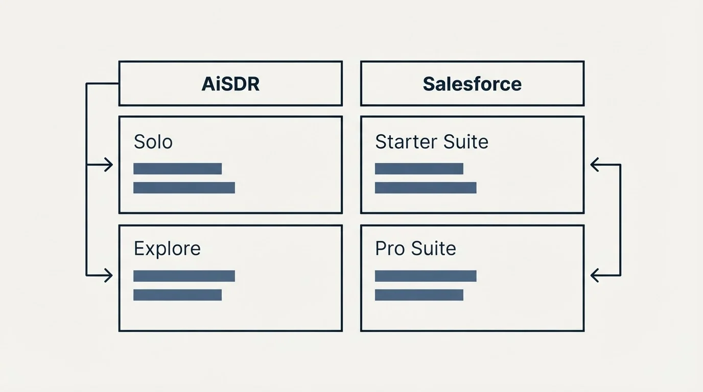 Pricing table: Pricing Comparison (AiSDR, Salesforce, Solo, Starter Suite)