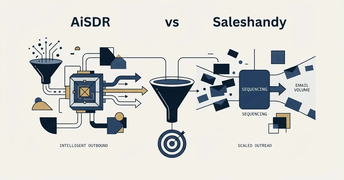 Editorial illustration for AiSDR vs Saleshandy