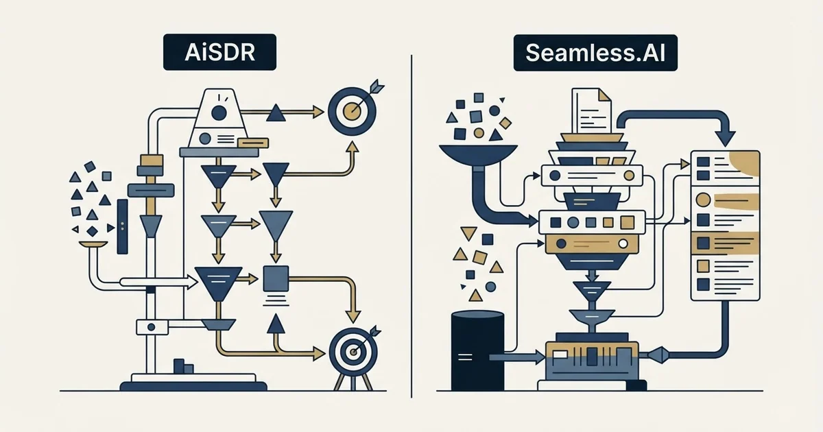 Editorial illustration for AiSDR vs Seamless.AI