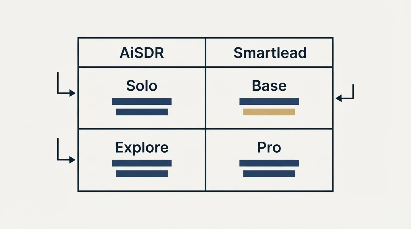 Pricing table: Pricing Comparison (AiSDR, Smartlead, Solo, Base)