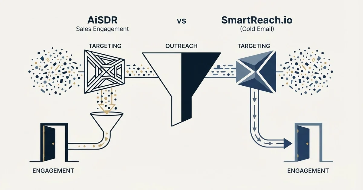 Editorial illustration for AiSDR vs SmartReach.io