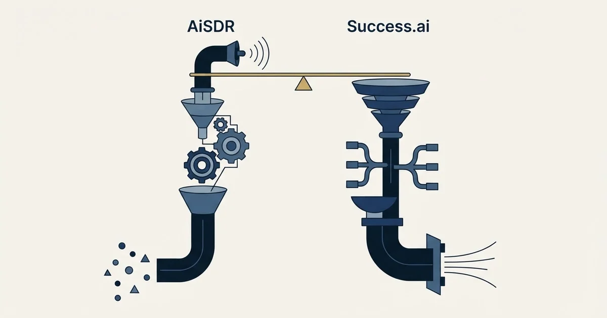 Editorial illustration for AiSDR vs Success.ai