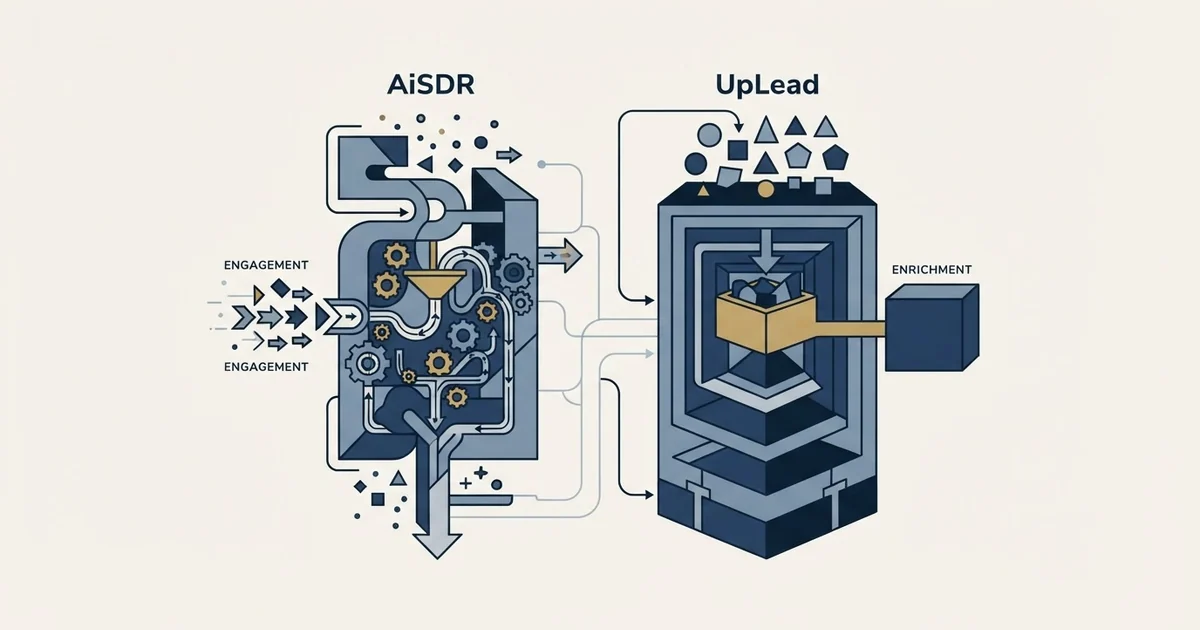 Editorial illustration for AiSDR vs UpLead
