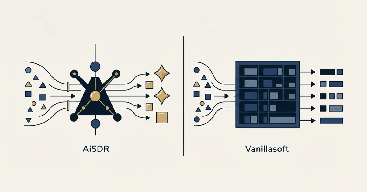 Editorial illustration for AiSDR vs Vanillasoft