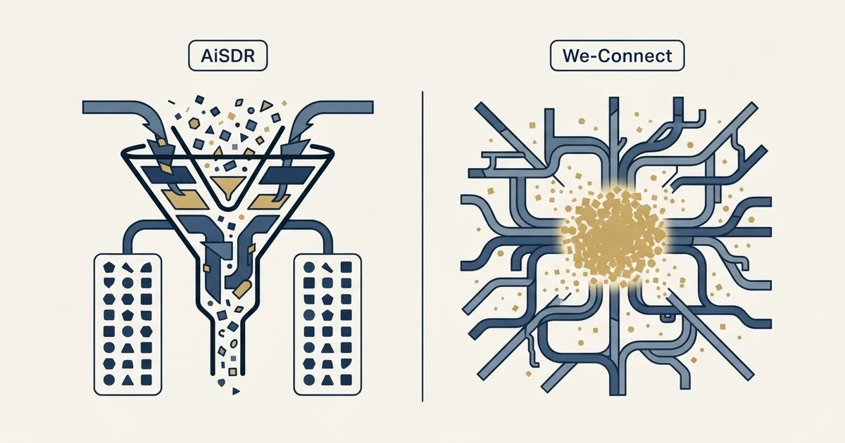 Editorial illustration for AiSDR vs We-Connect