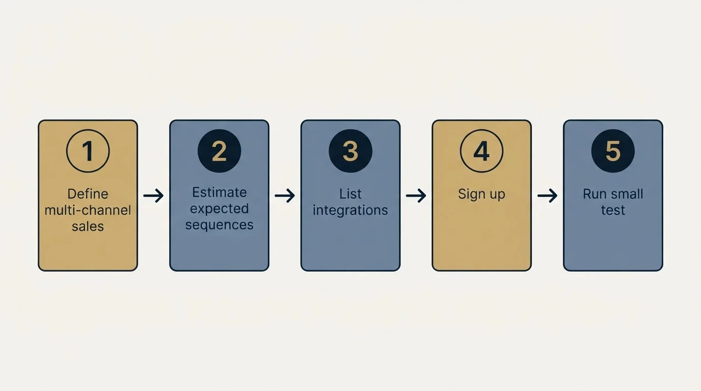 Step sequence: Getting Started Checklist (Define multi-channel sales, Estimate expected sequences, List integrations, Sign up)