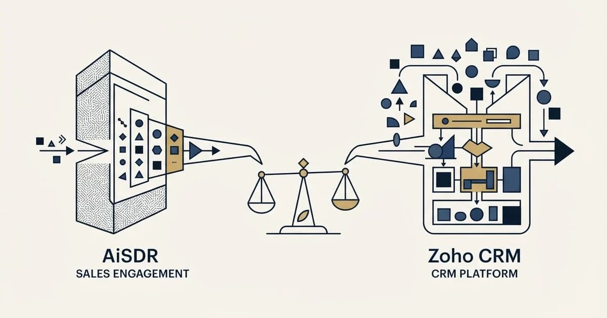Editorial illustration for AiSDR vs Zoho CRM