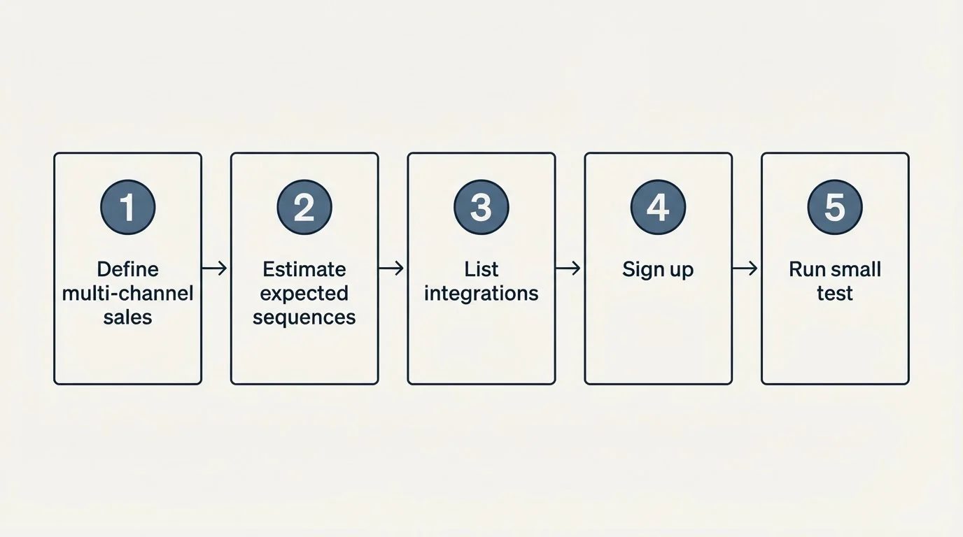 Step sequence: Getting Started Checklist (Define multi-channel sales, Estimate expected sequences, List integrations, Sign up)
