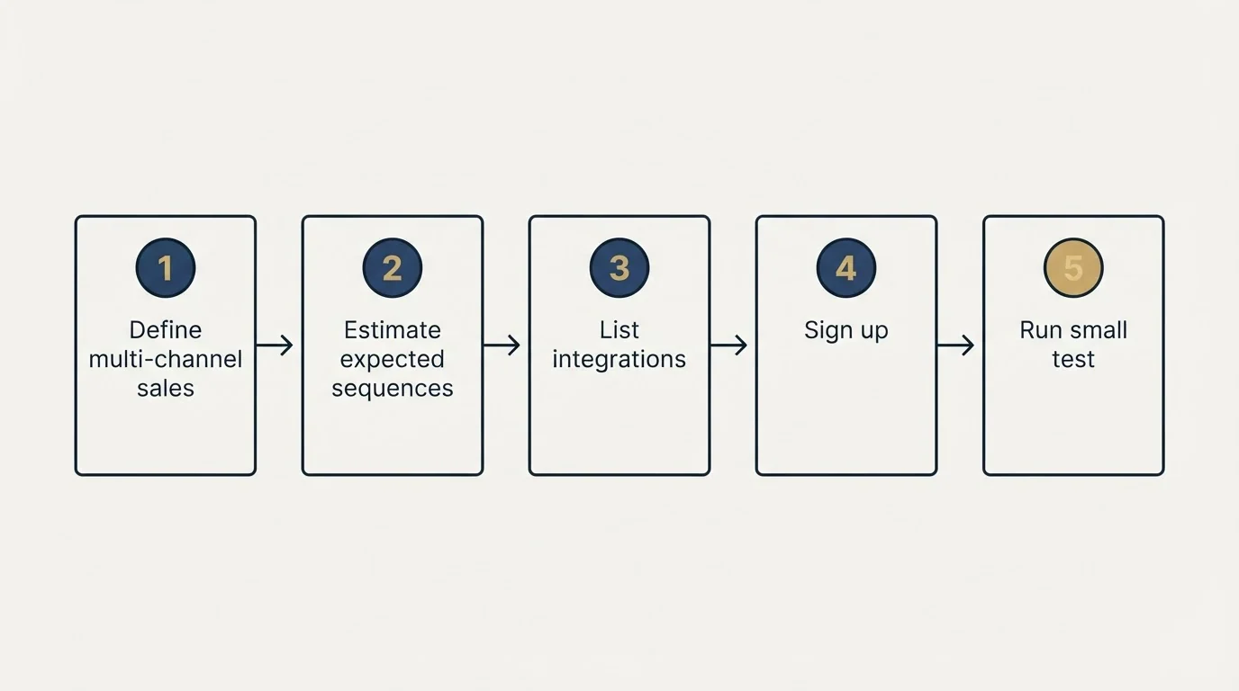 Step sequence: Getting Started Checklist (Define multi-channel sales, Estimate expected sequences, List integrations, Sign up)