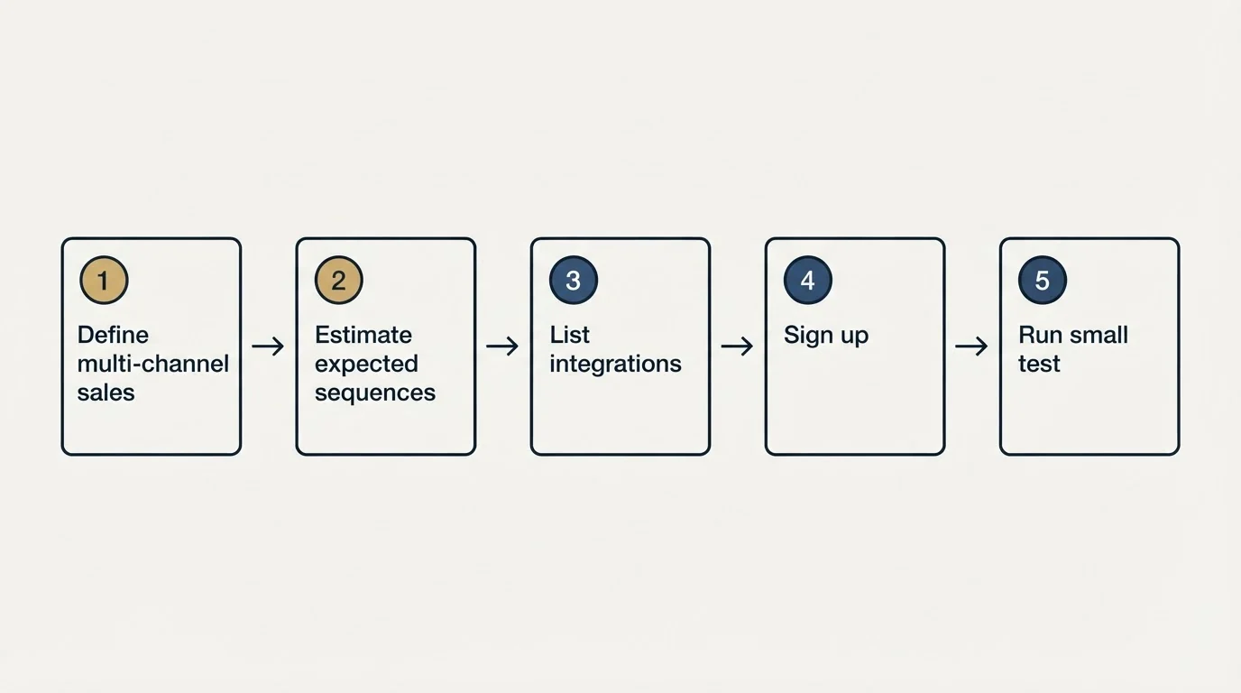 Step sequence: Getting Started Checklist (Define multi-channel sales, Estimate expected sequences, List integrations, Sign up)