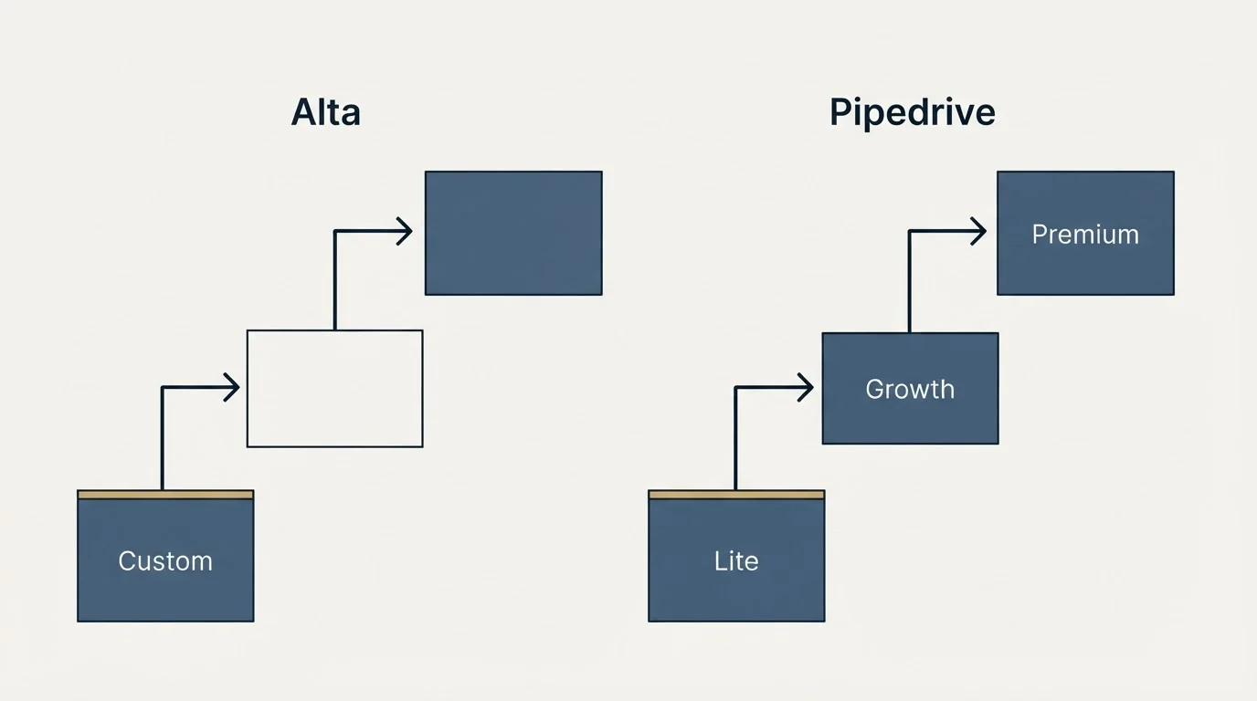 Pricing ladder: Pricing Comparison (Alta, Pipedrive, Custom, Lite)