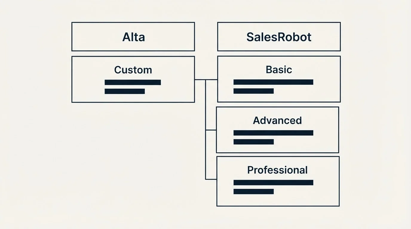 Pricing table: Pricing Comparison (Alta, SalesRobot, Custom, Basic)