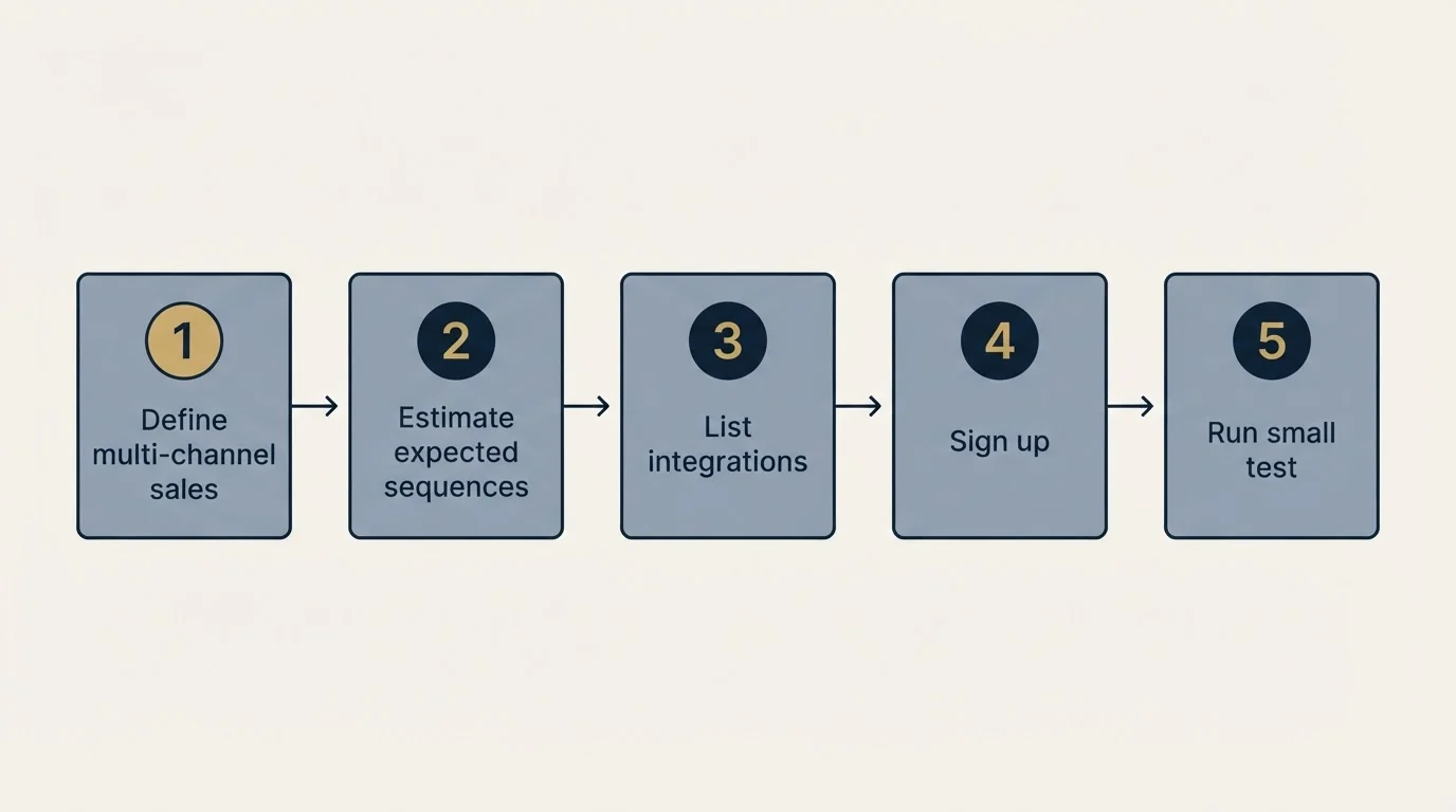 Step sequence: Getting Started Checklist (Define multi-channel sales, Estimate expected sequences, List integrations, Sign up)