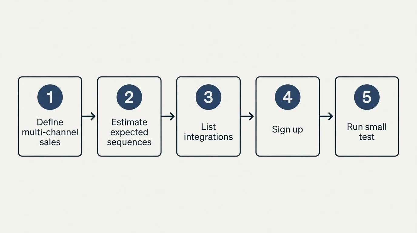 Step sequence: Getting Started Checklist (Define multi-channel sales, Estimate expected sequences, List integrations, Sign up)