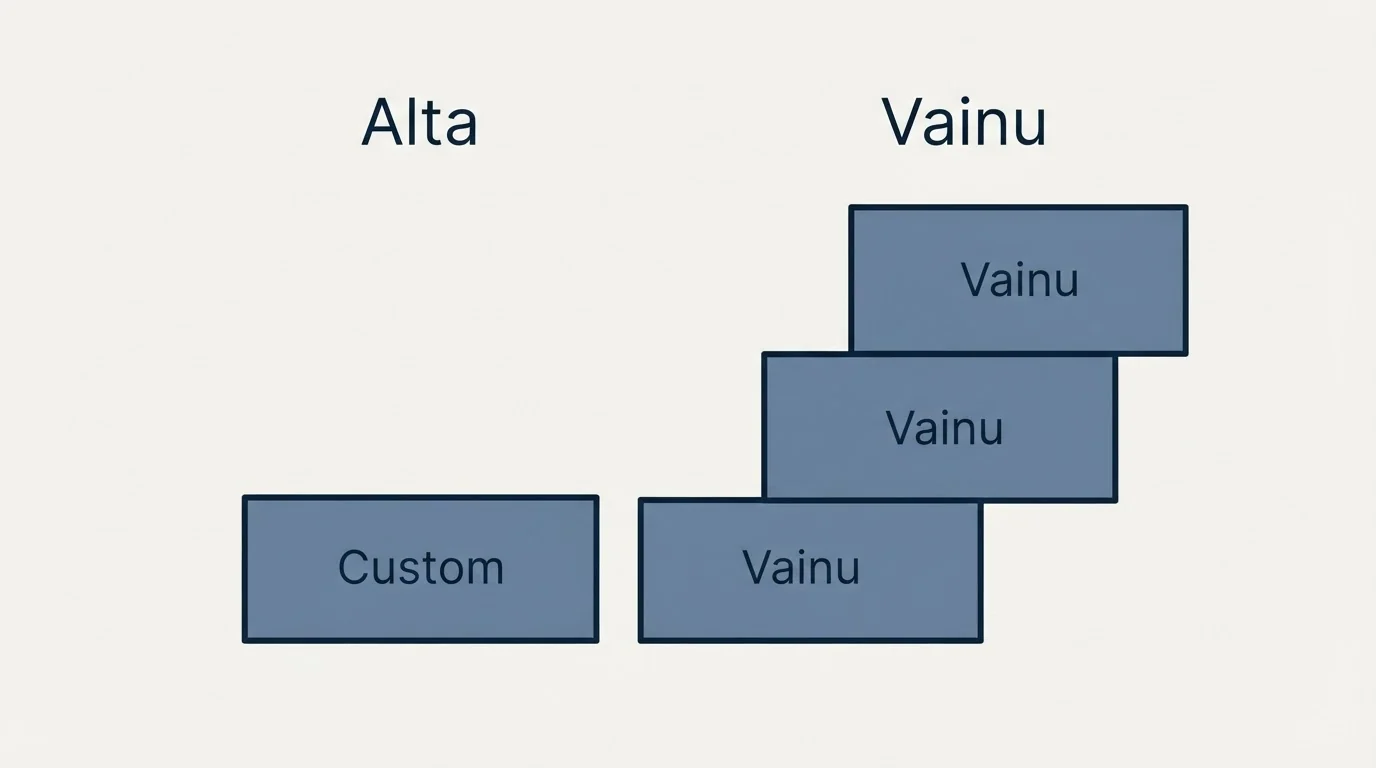 Pricing ladder: Pricing Comparison (Alta, Vainu, Custom)