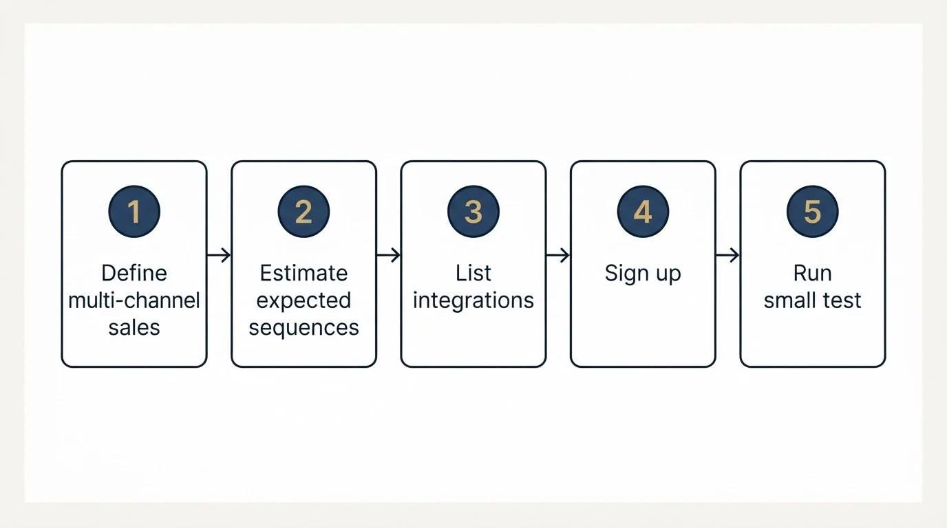 Step sequence: Getting Started Checklist (Define multi-channel sales, Estimate expected sequences, List integrations, Sign up)