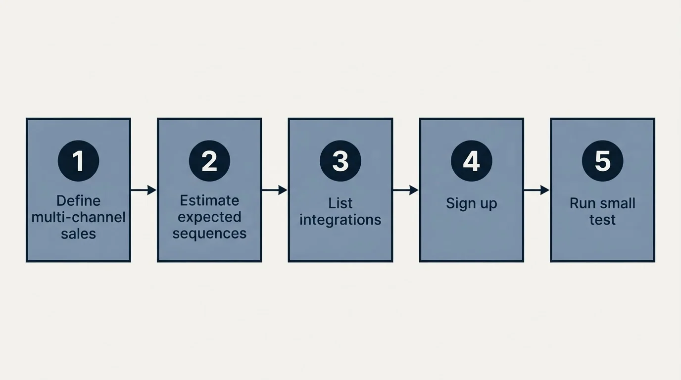 Step sequence: Getting Started Checklist (Define multi-channel sales, Estimate expected sequences, List integrations, Sign up)