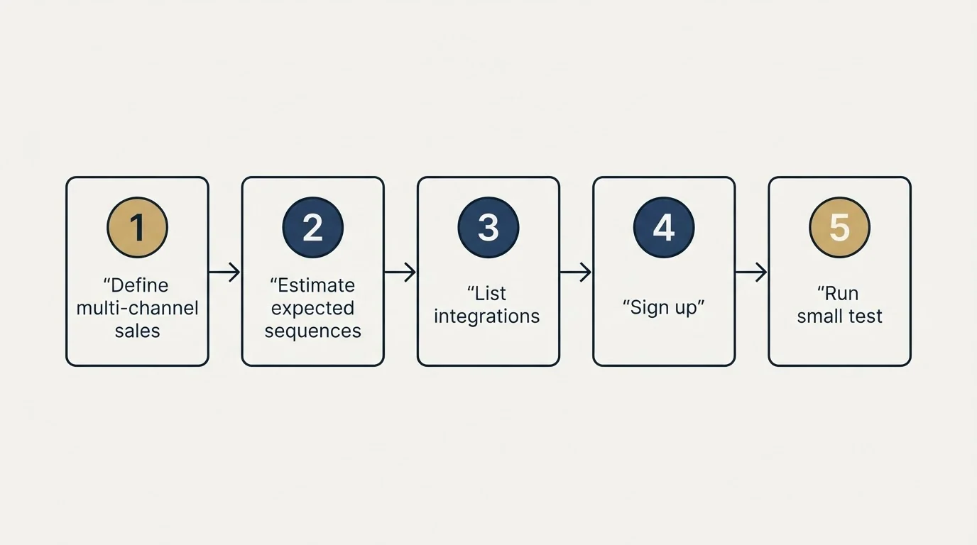 Step sequence: Getting Started Checklist (Define multi-channel sales, Estimate expected sequences, List integrations, Sign up)