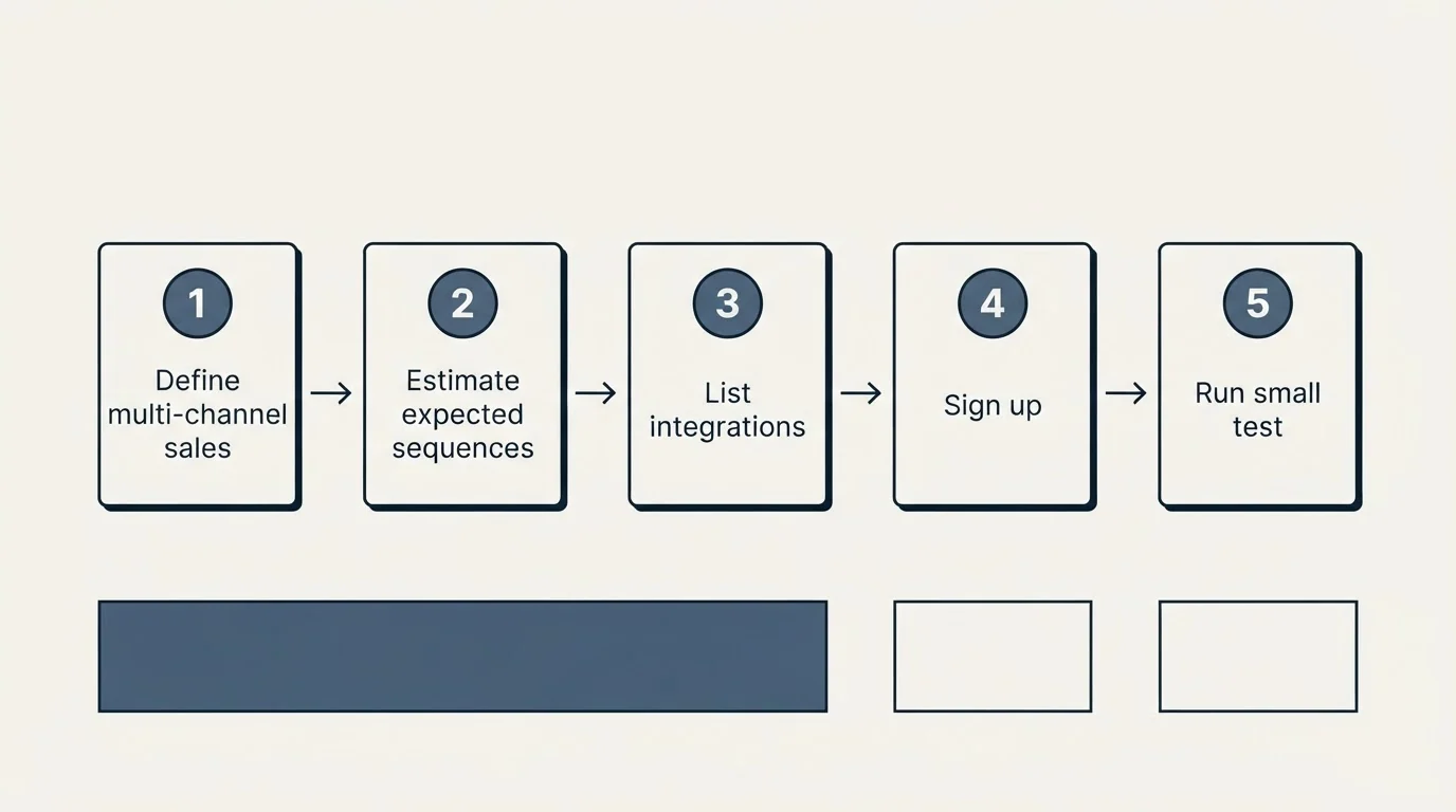 Step sequence: Getting Started Checklist (Define multi-channel sales, Estimate expected sequences, List integrations, Sign up)