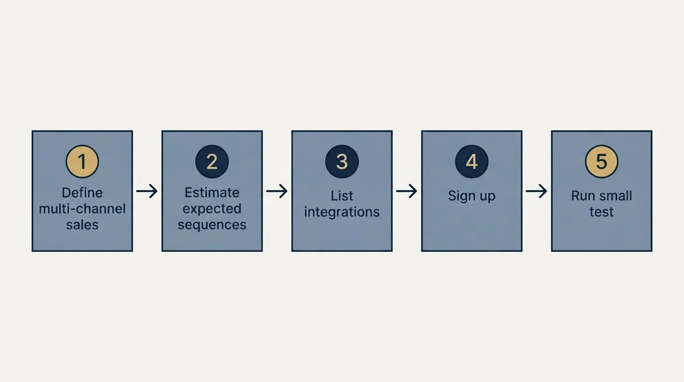Step sequence: Getting Started Checklist (Define multi-channel sales, Estimate expected sequences, List integrations, Sign up)