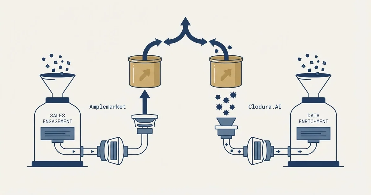 Editorial illustration for Amplemarket vs Clodura.AI